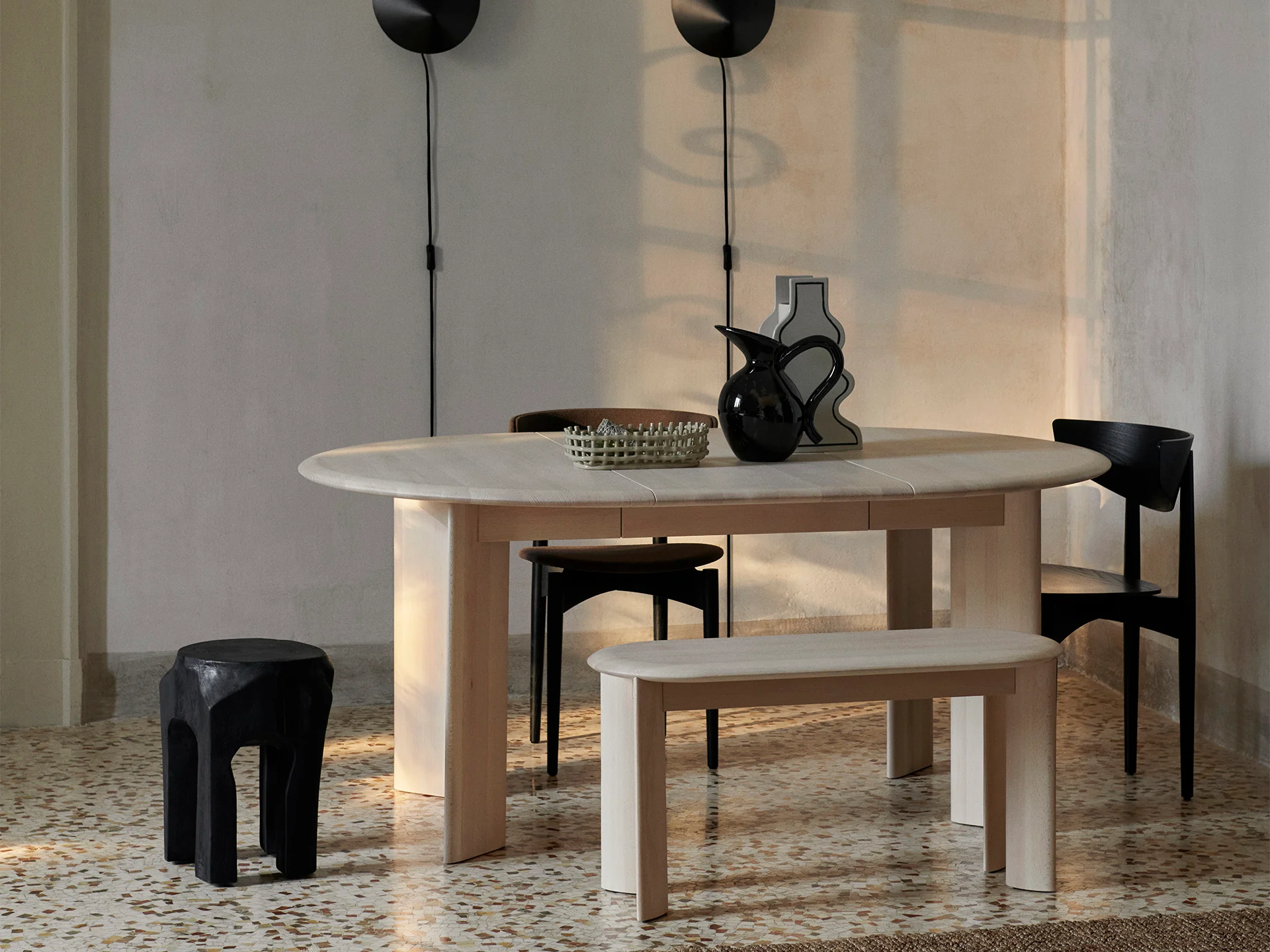 Bevel Table - Extendable x 2 - White Oiled Beech - Image 2