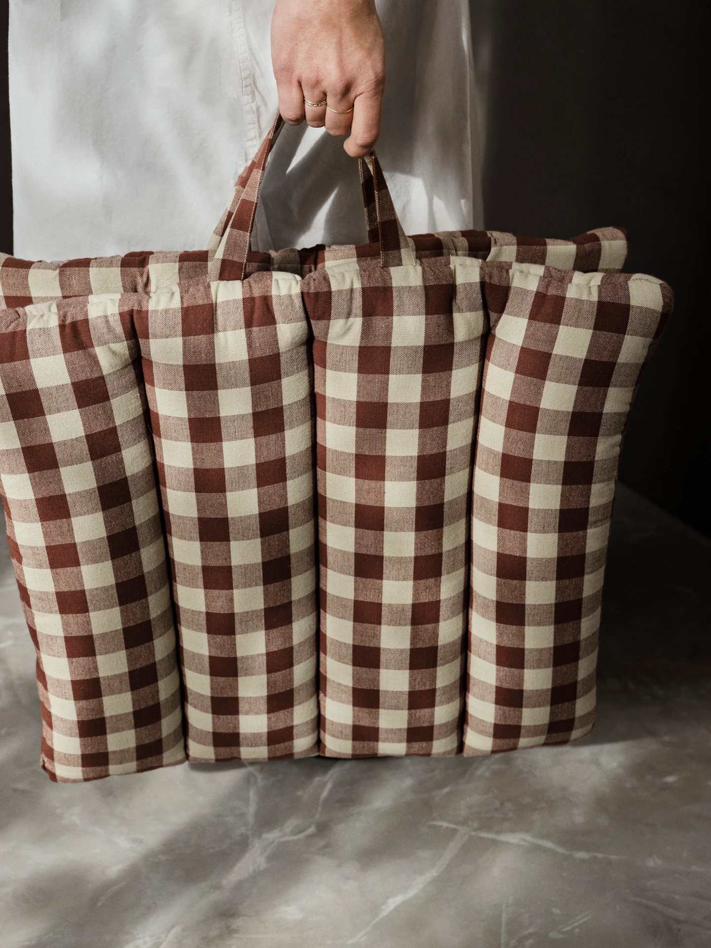 Bothy Check Folding Mat - Cinnamon/Grey Green - Image 3