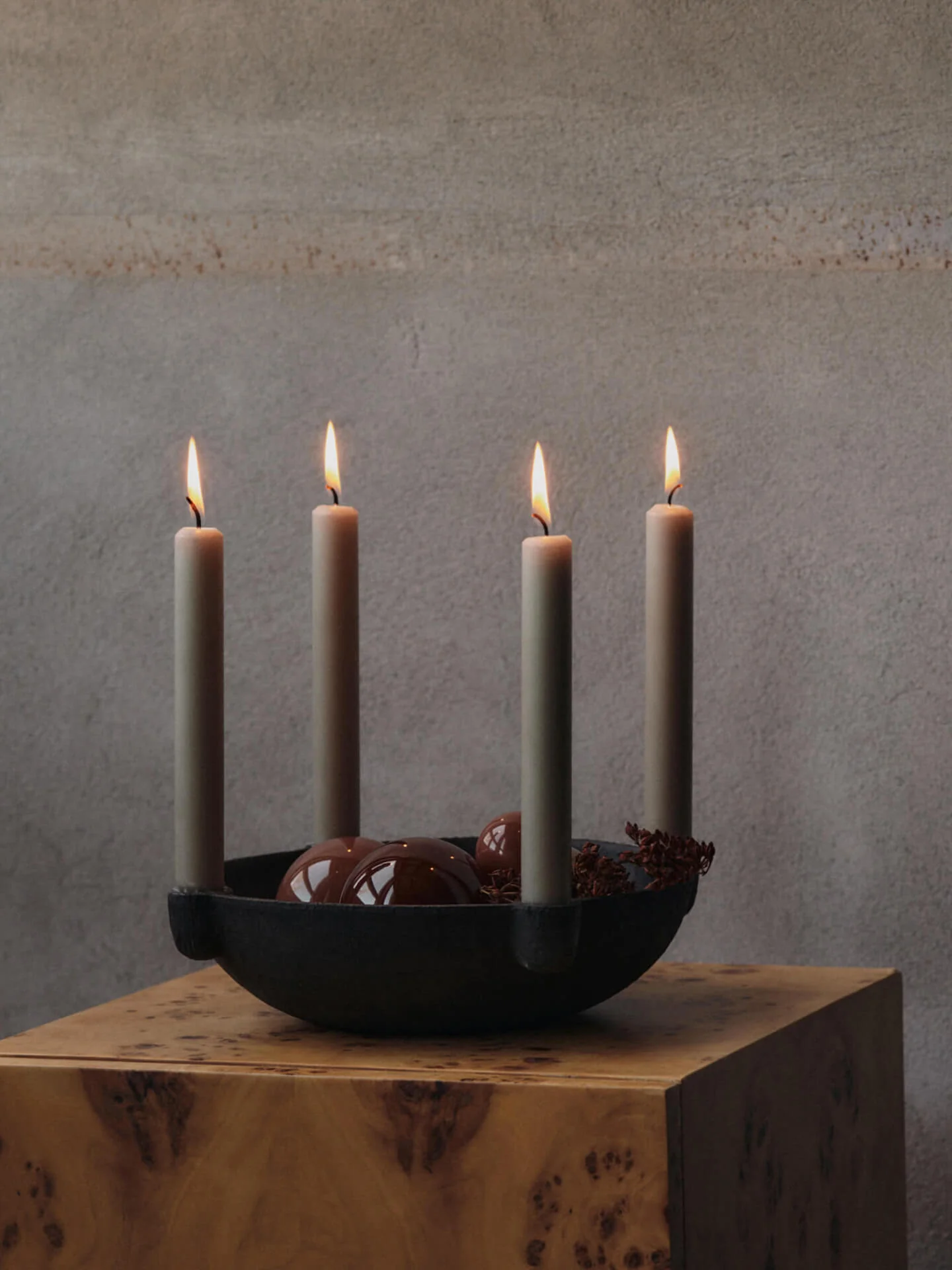 Bowl Candle Holder - Large - Ceramic - Dark Grey - Image 2