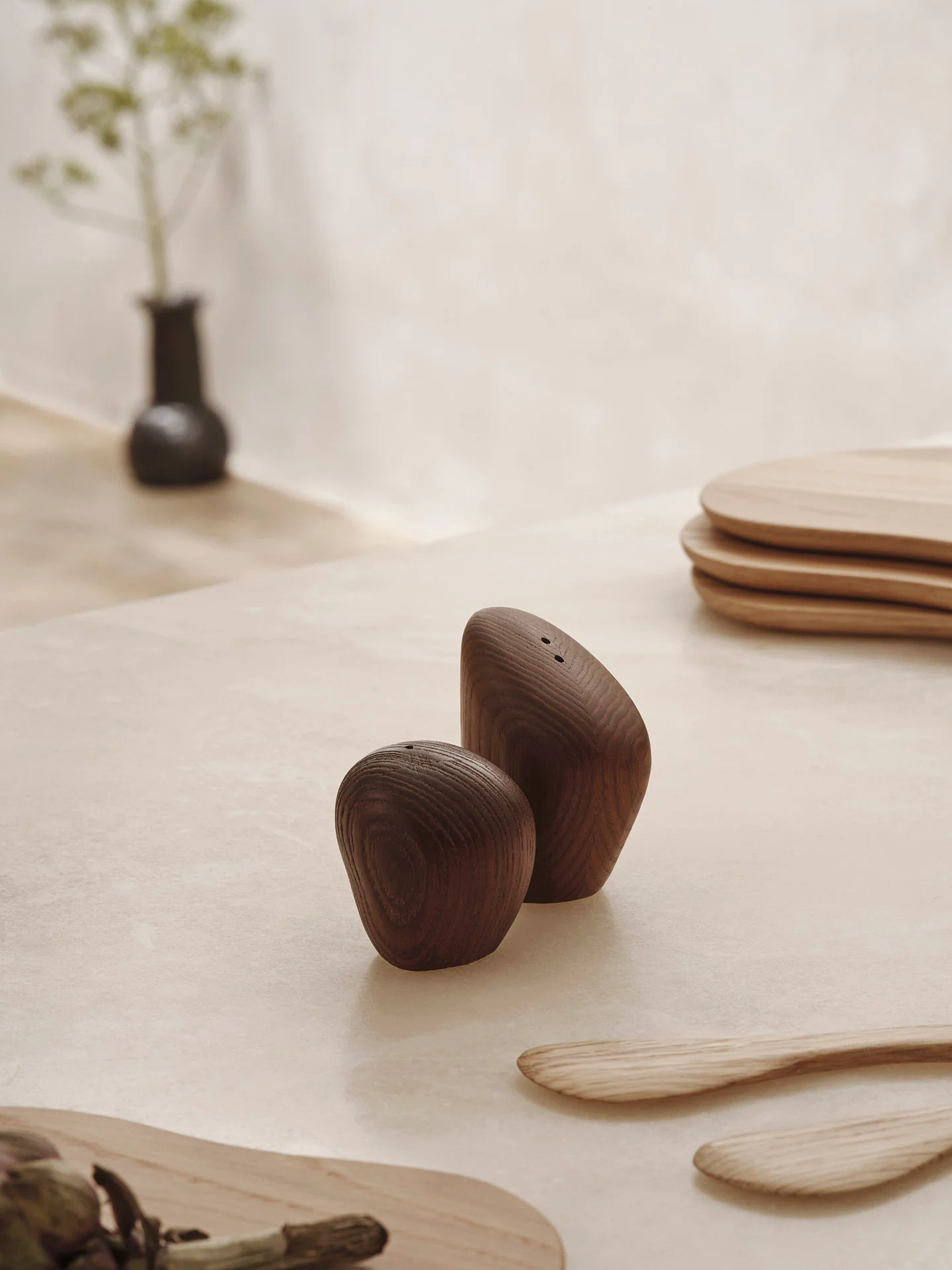 Cairn Salt and Pepper Shakers - Set of 2 - Dark Brown - Image 2