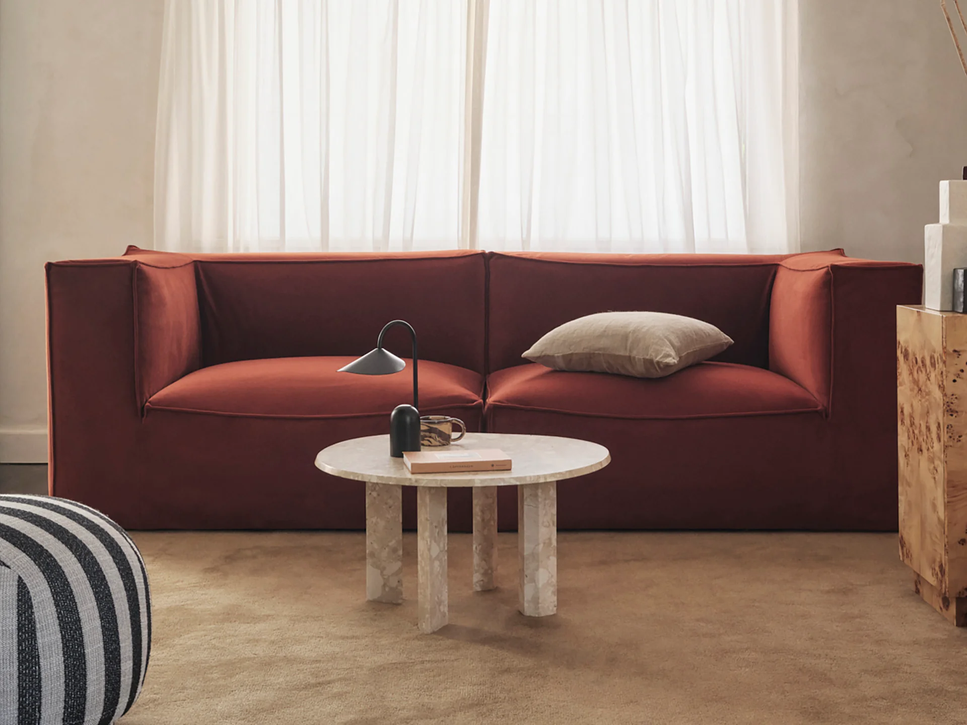 Catena Sofa Armrest Left S400 - Rich Velvet - Rust - UK - Image 2