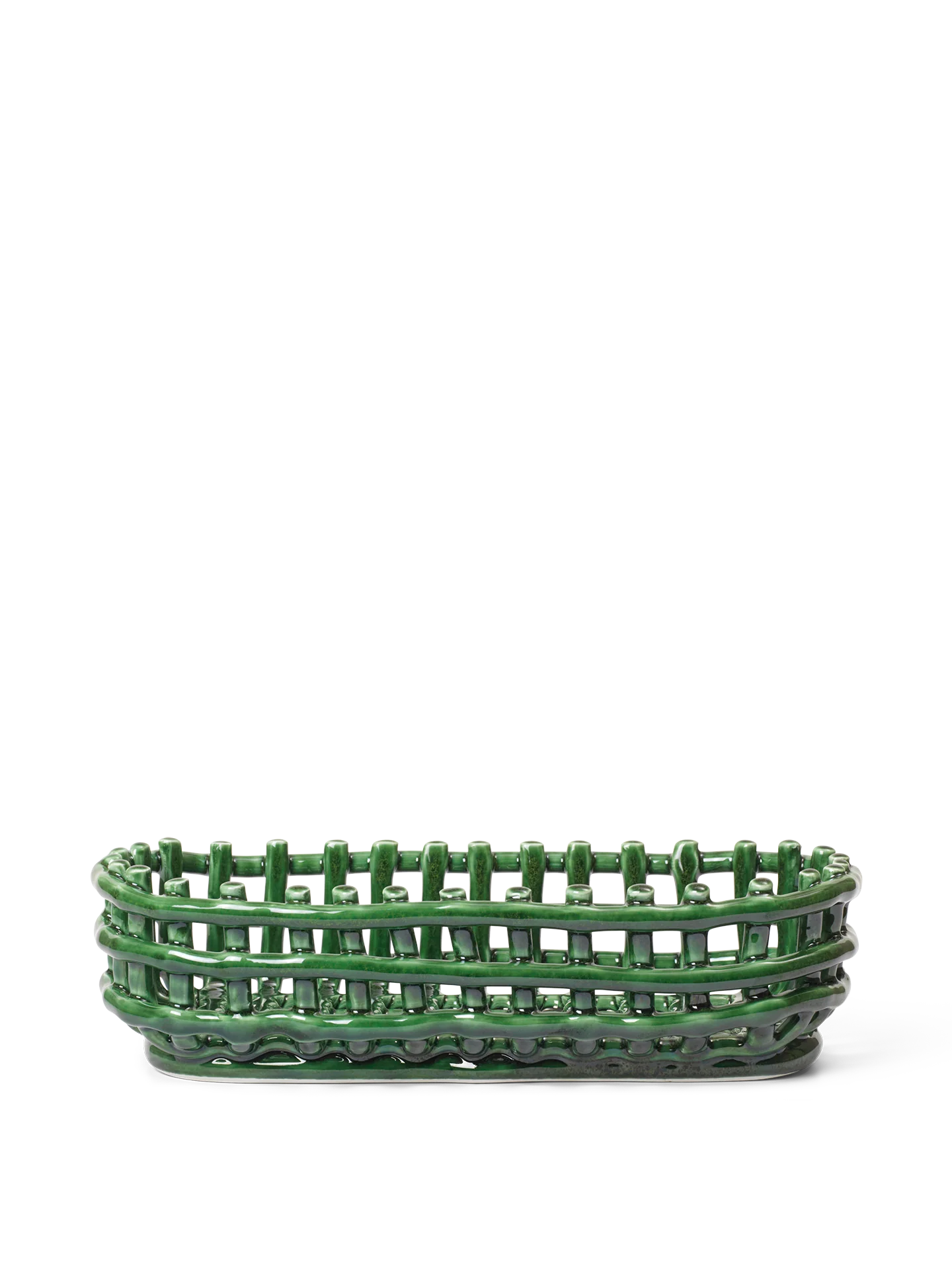 Ceramic Basket - Oval - Emerald Green
