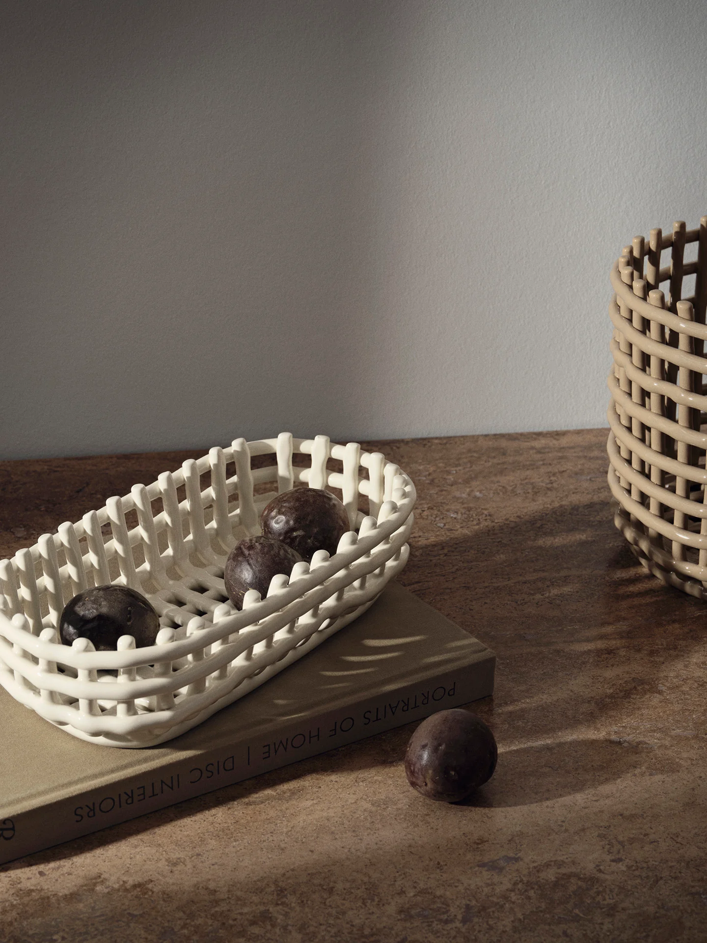 Ceramic Basket - Oval - Off-White - Image 2