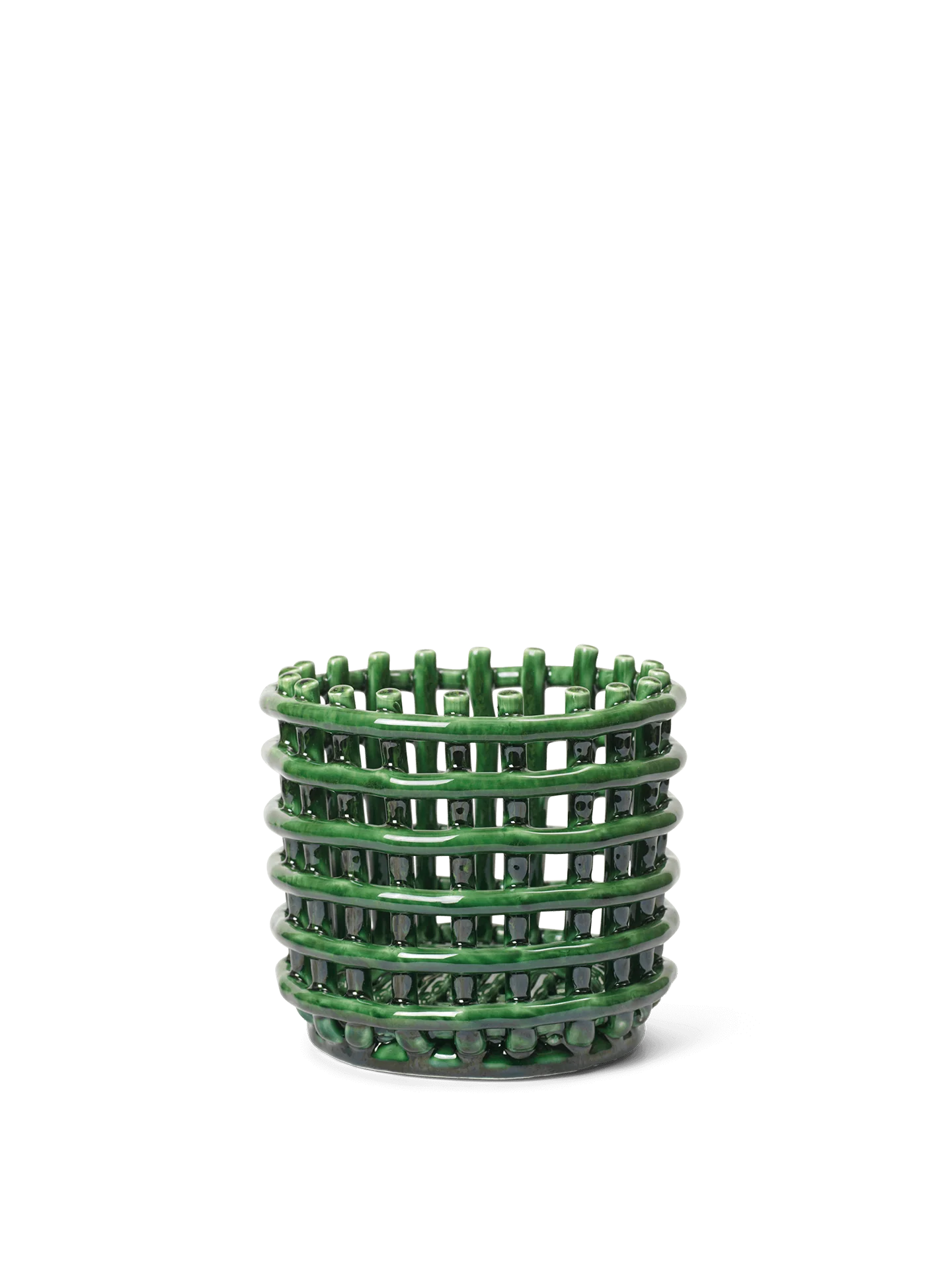 Ceramic Basket - Small - Emerald Green