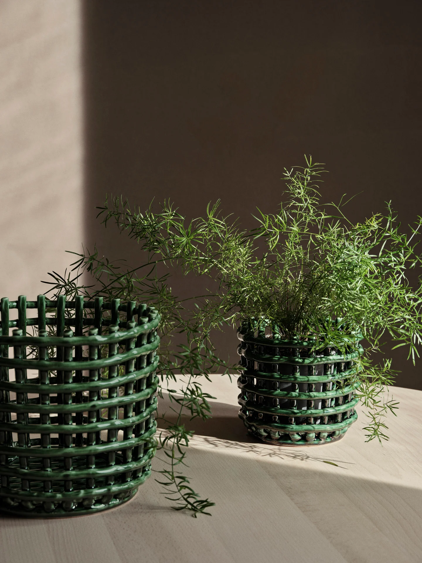 Ceramic Basket - Small - Emerald Green - Image 3