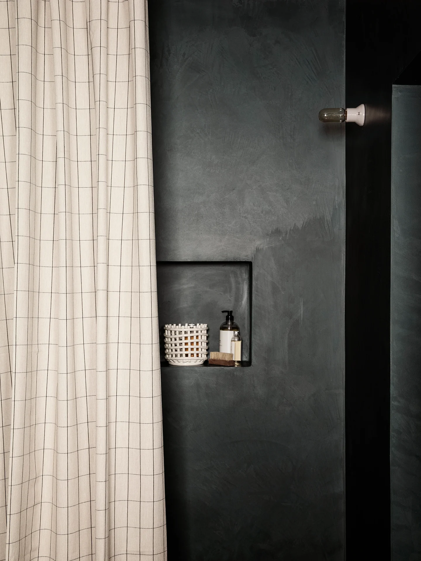 Chambray Shower Curtain - Grid - Image 2