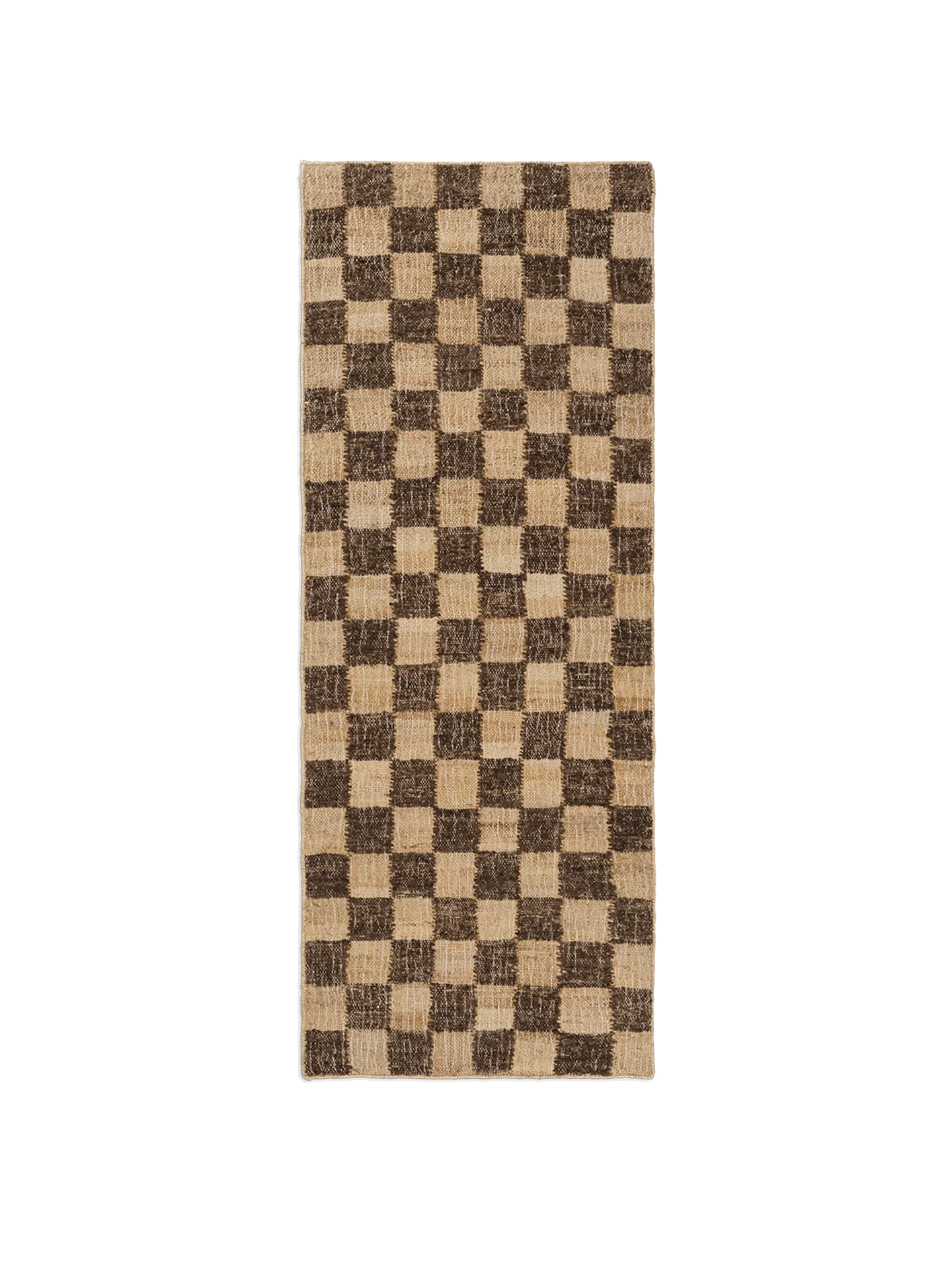 Check Wool Jute Runner - Coffee/Natural