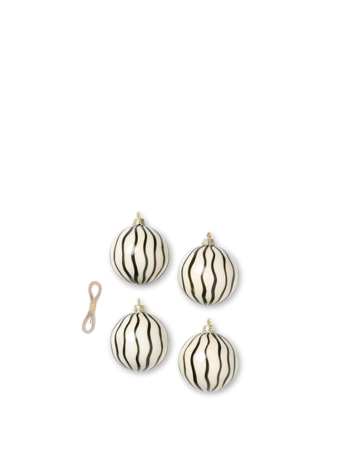 Christmas Glass Ornaments - Lines - Set of 4 - Green