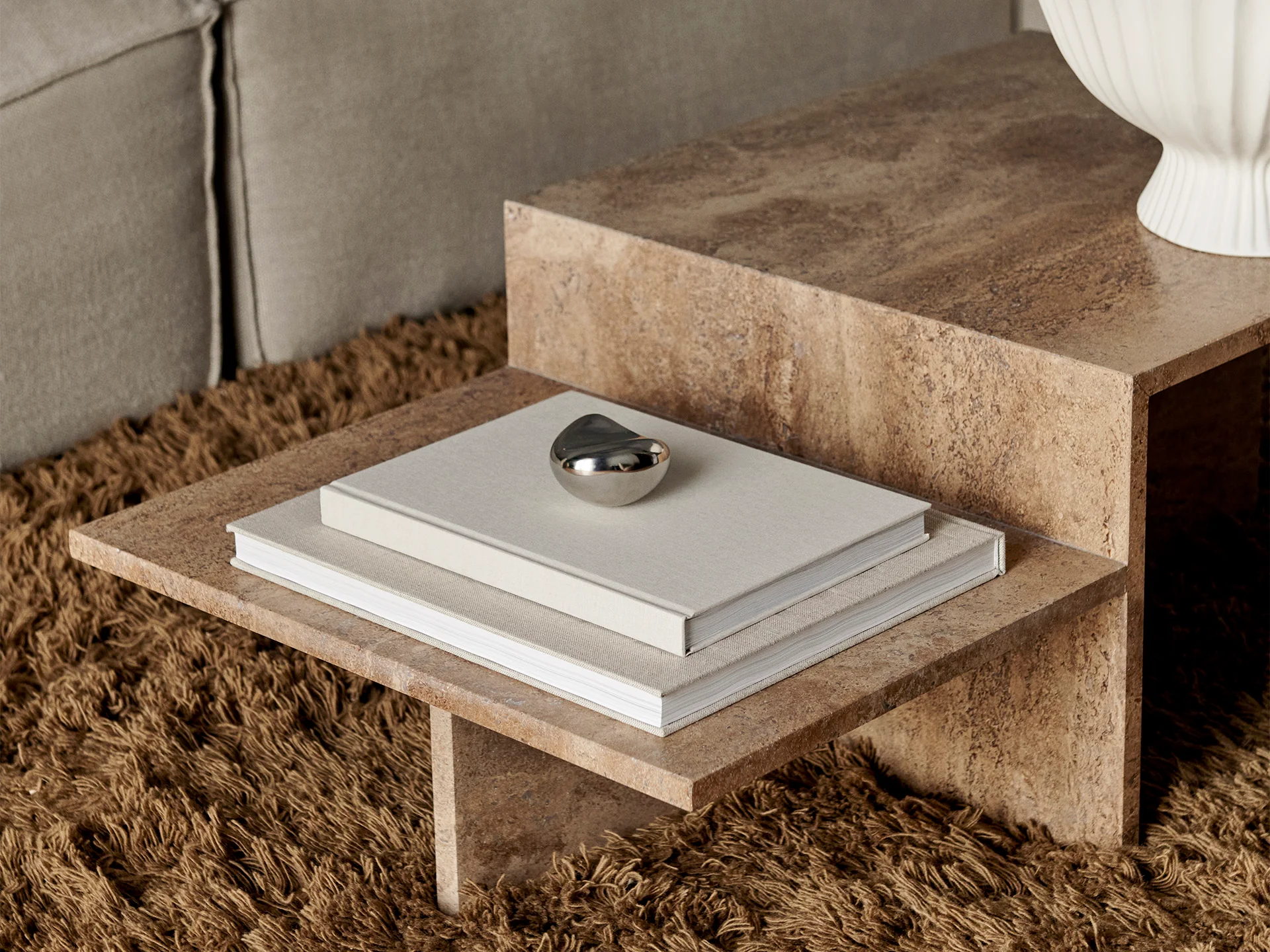 Distinct Coffee Table - Dark Brown Travertine - Image 2