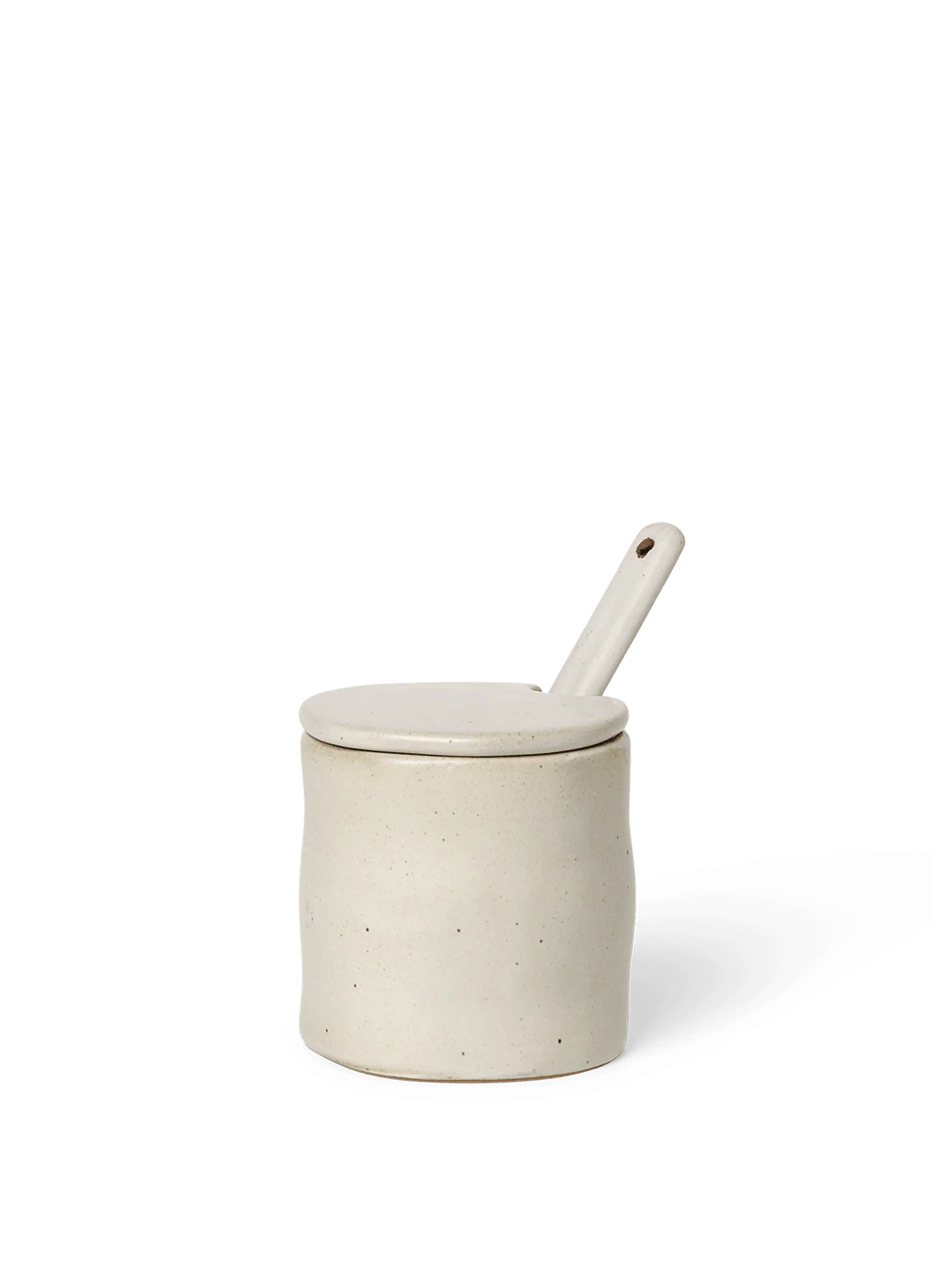 Flow Jar with Spoon - Off-White Speckle