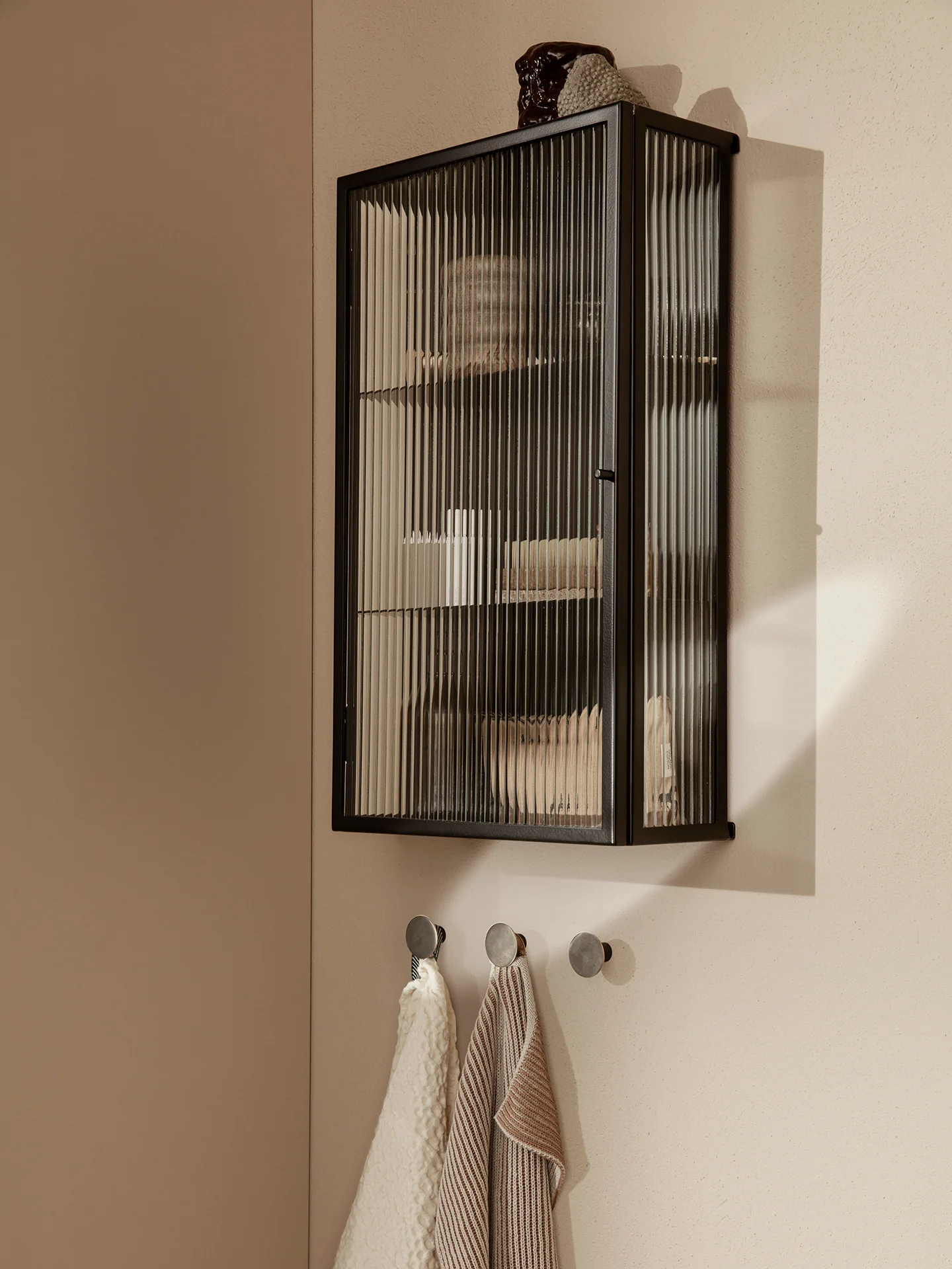 Haze Wall Cabinet - Reeded Glass - Black - Image 2