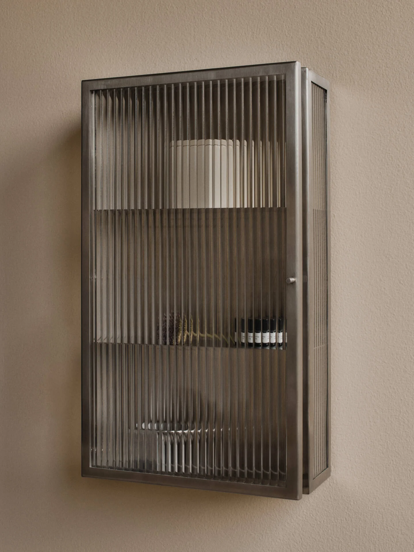 Haze Wall Cabinet - Reeded Glass - Brushed Stainless Steel - Image 2