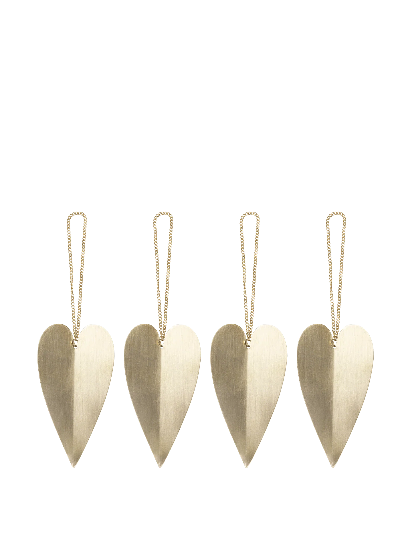 Heart Brass Ornaments - Set of 4