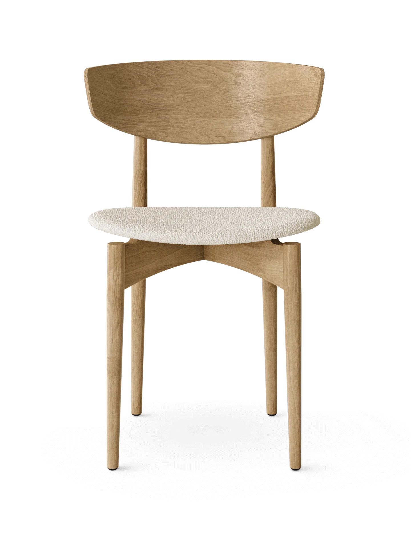 Herman Dining Chair - Upholstered Seat - Bouclé - Oak/Off-White - UK