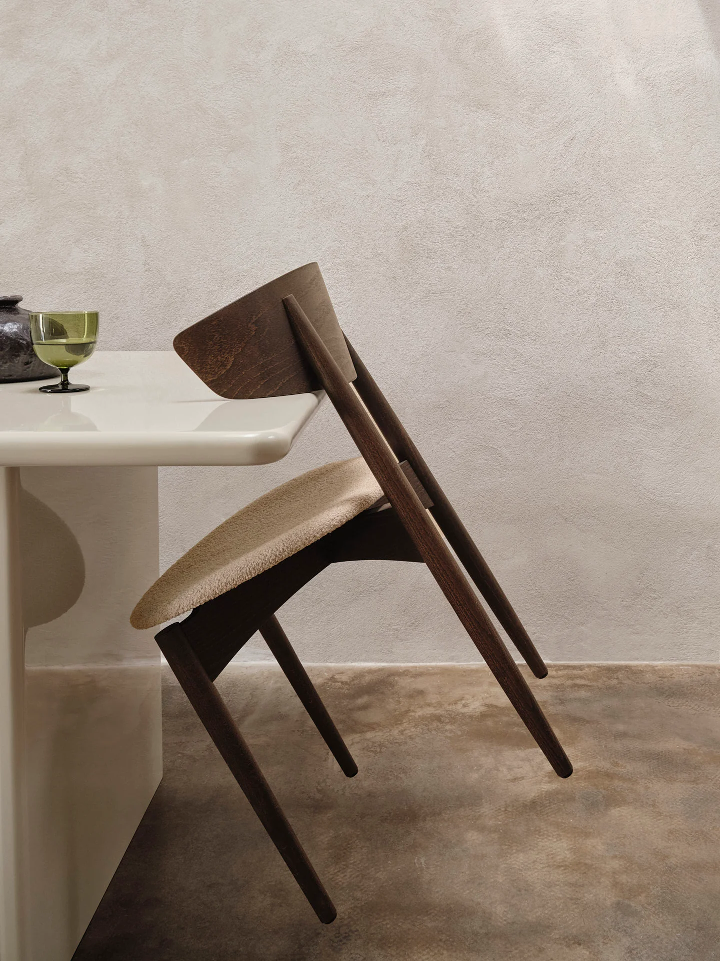 Herman Dining Chair - Upholstered Seat - Soft Bouclé - Dark Stained Beech/Natural - UK - Image 3
