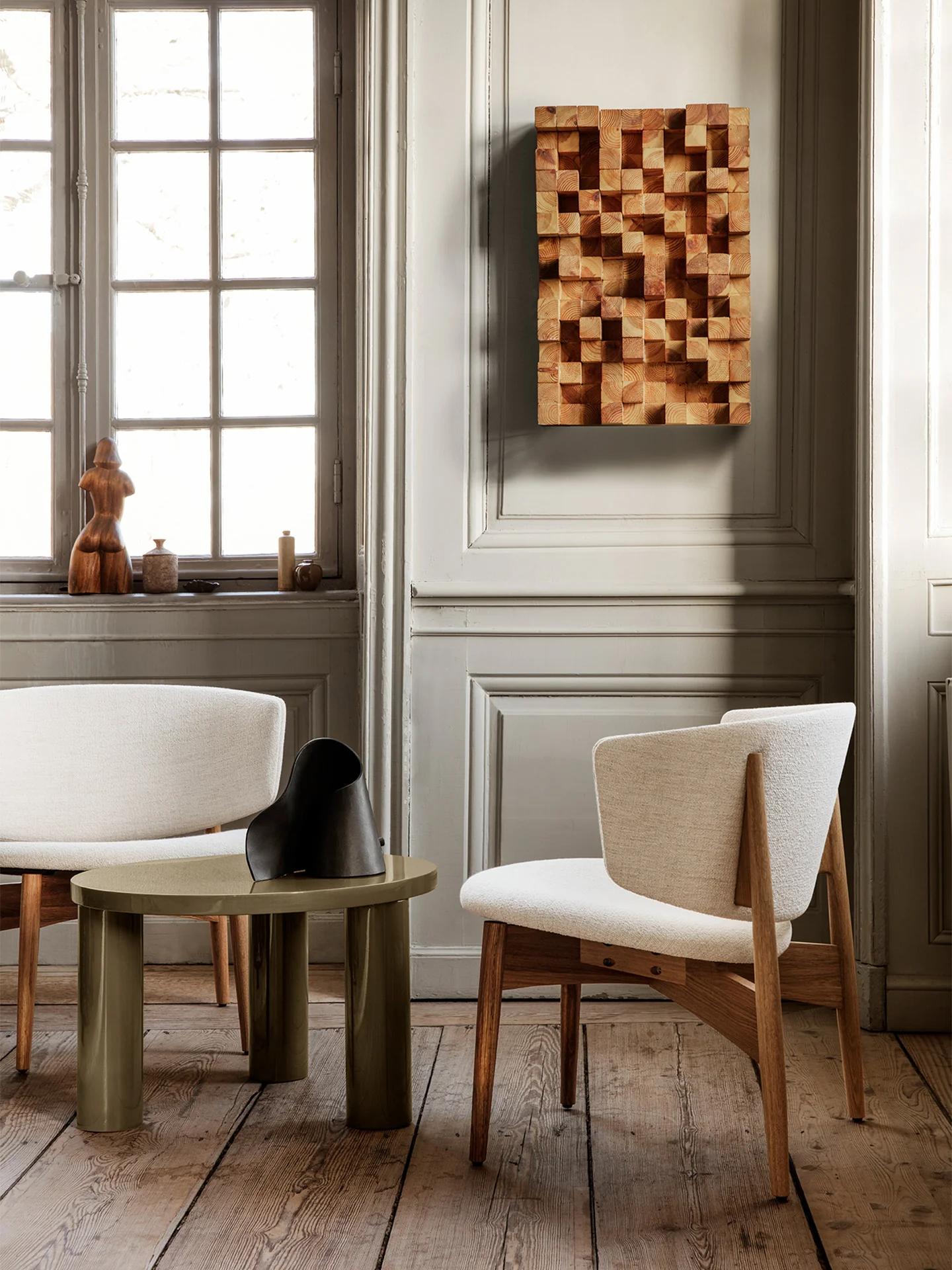 Herman Lounge Chair - Wood - Bouclé - Oak/Off-White UK - Image 2