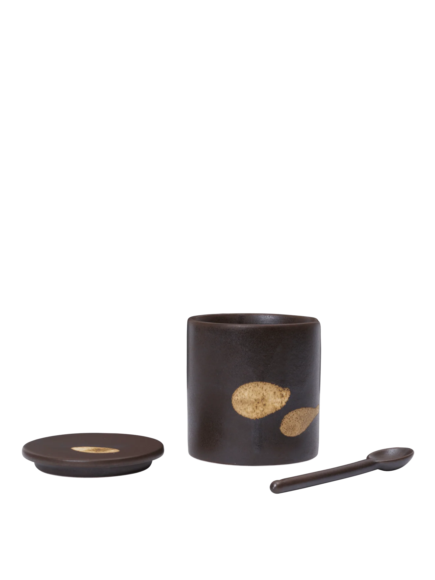 Koyo Jar with Spoon - Dark Brown/Buff - Image 3