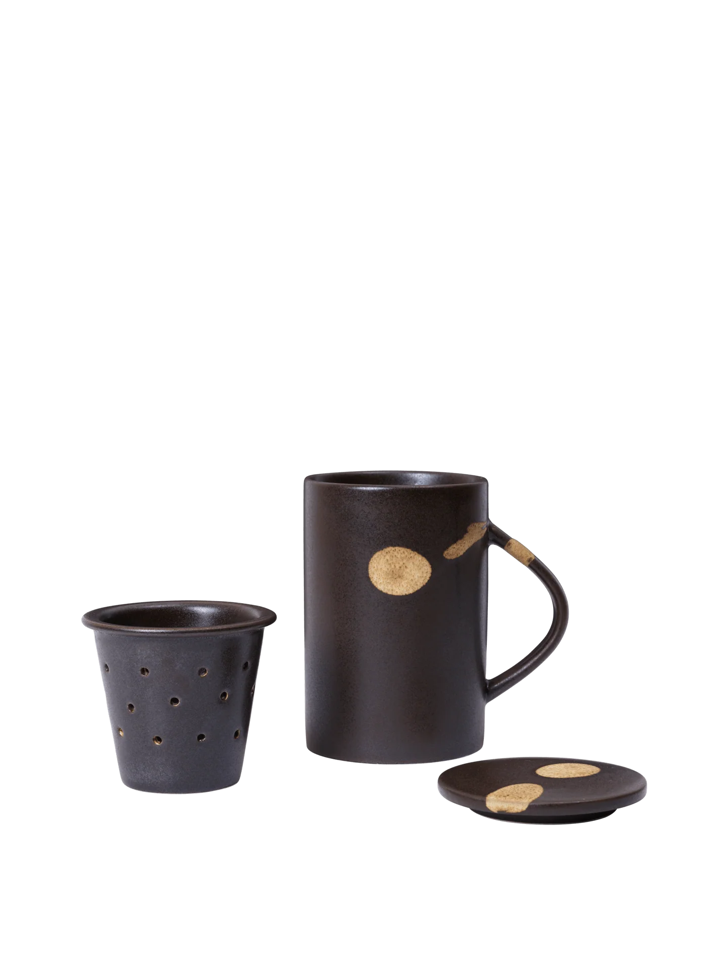 Koyo Tea Mug with Infuser Set - Dark Brown/Buff - Image 4