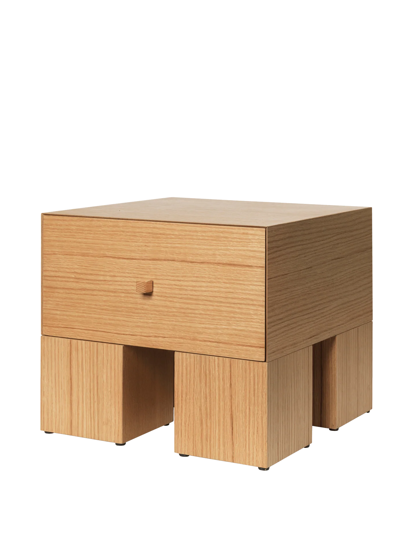 Kuben Bedside Table - 1x1 - Natural Oak Veneer - Image 4