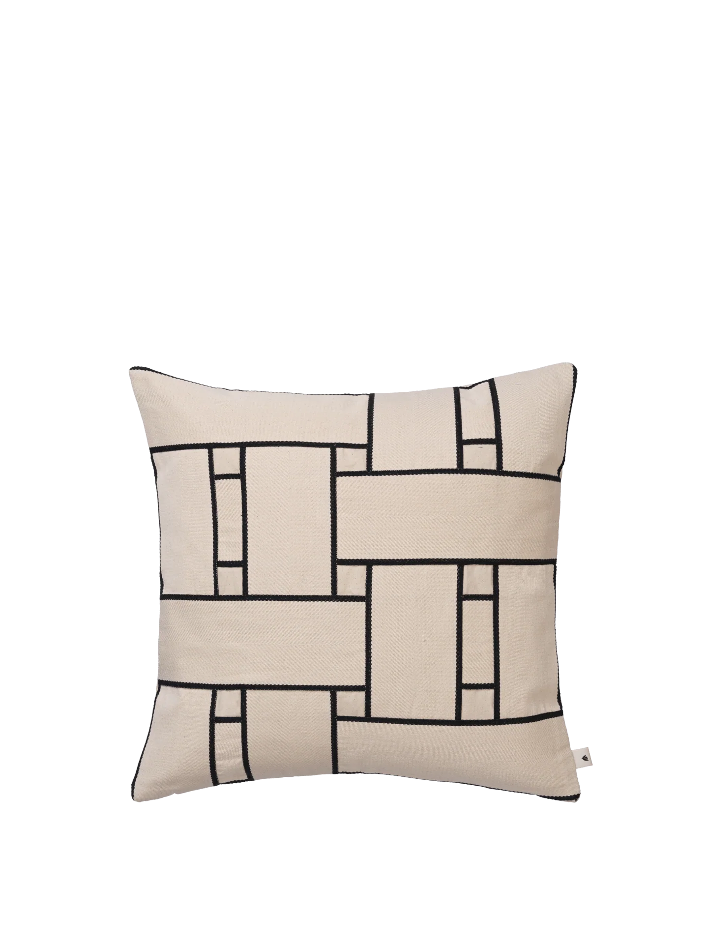 Lattice Offset Cushion Cover - Off-White/Black