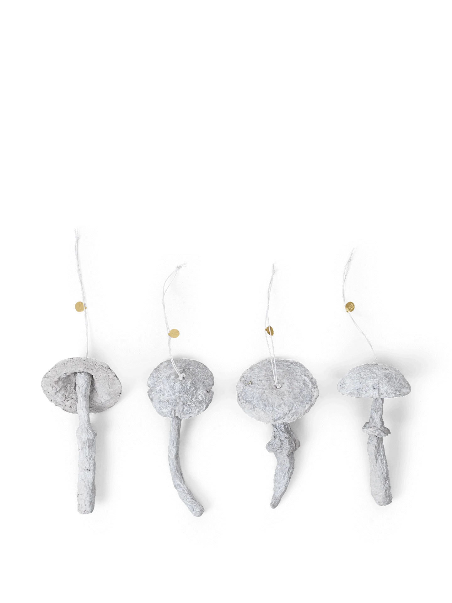 Mushroom Ornaments - Set of 4 - Faded White