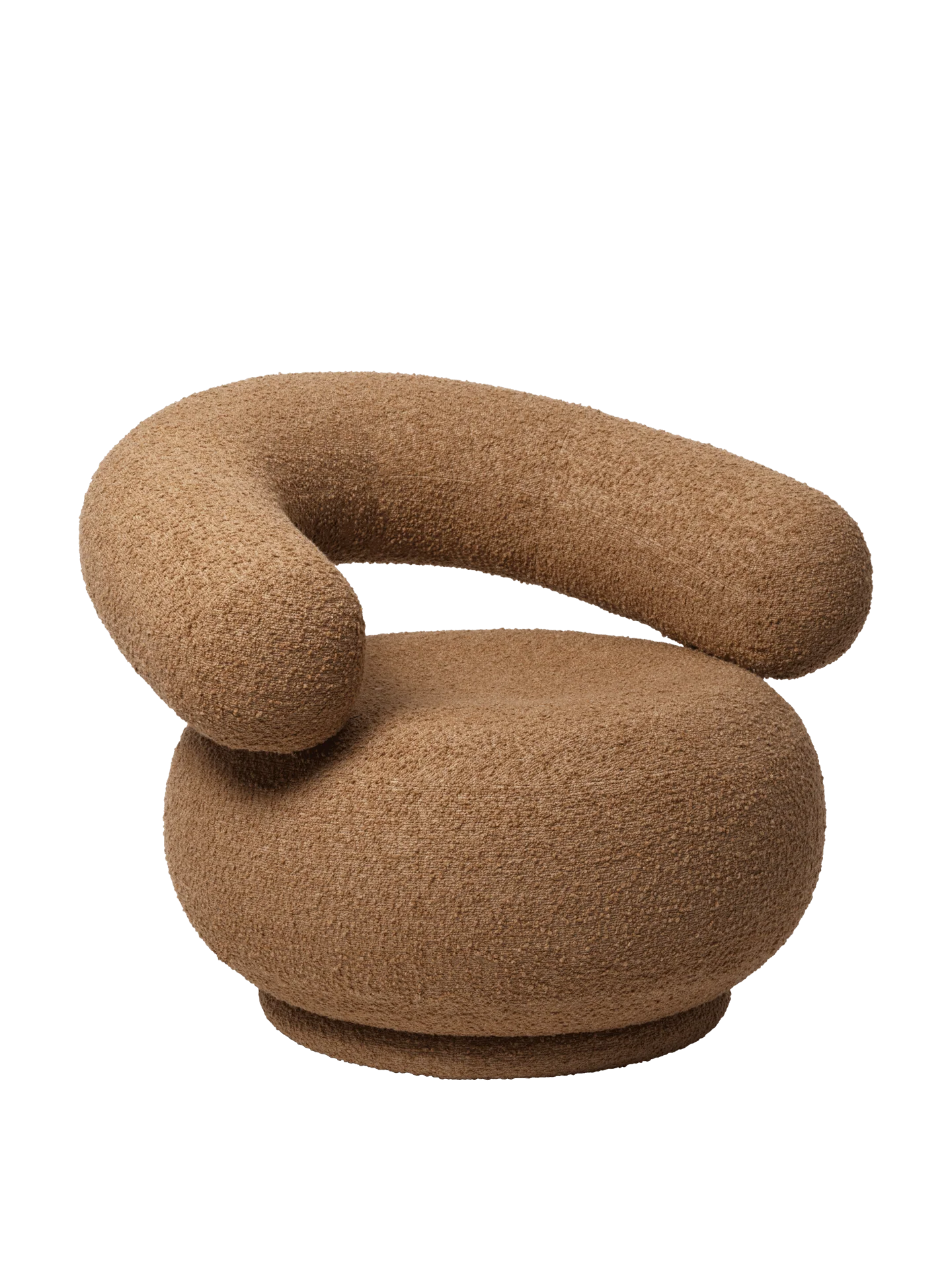 Orbo Lounge Chair - Swivel - Raw Bouclé - Tan - UK - Image 2