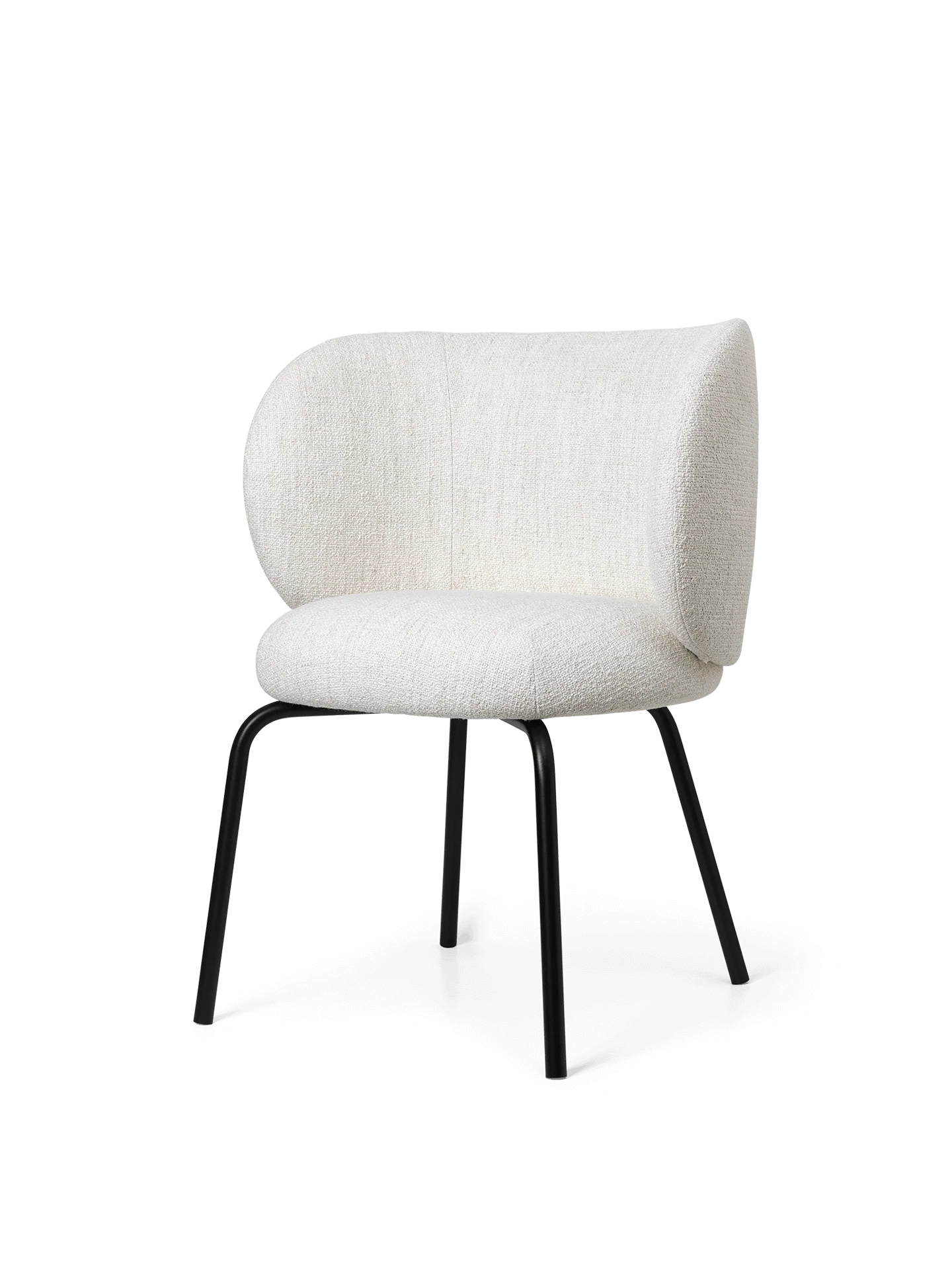 Rico Dining Chair - Black - Bouclé - Off-White - UK - Image 2