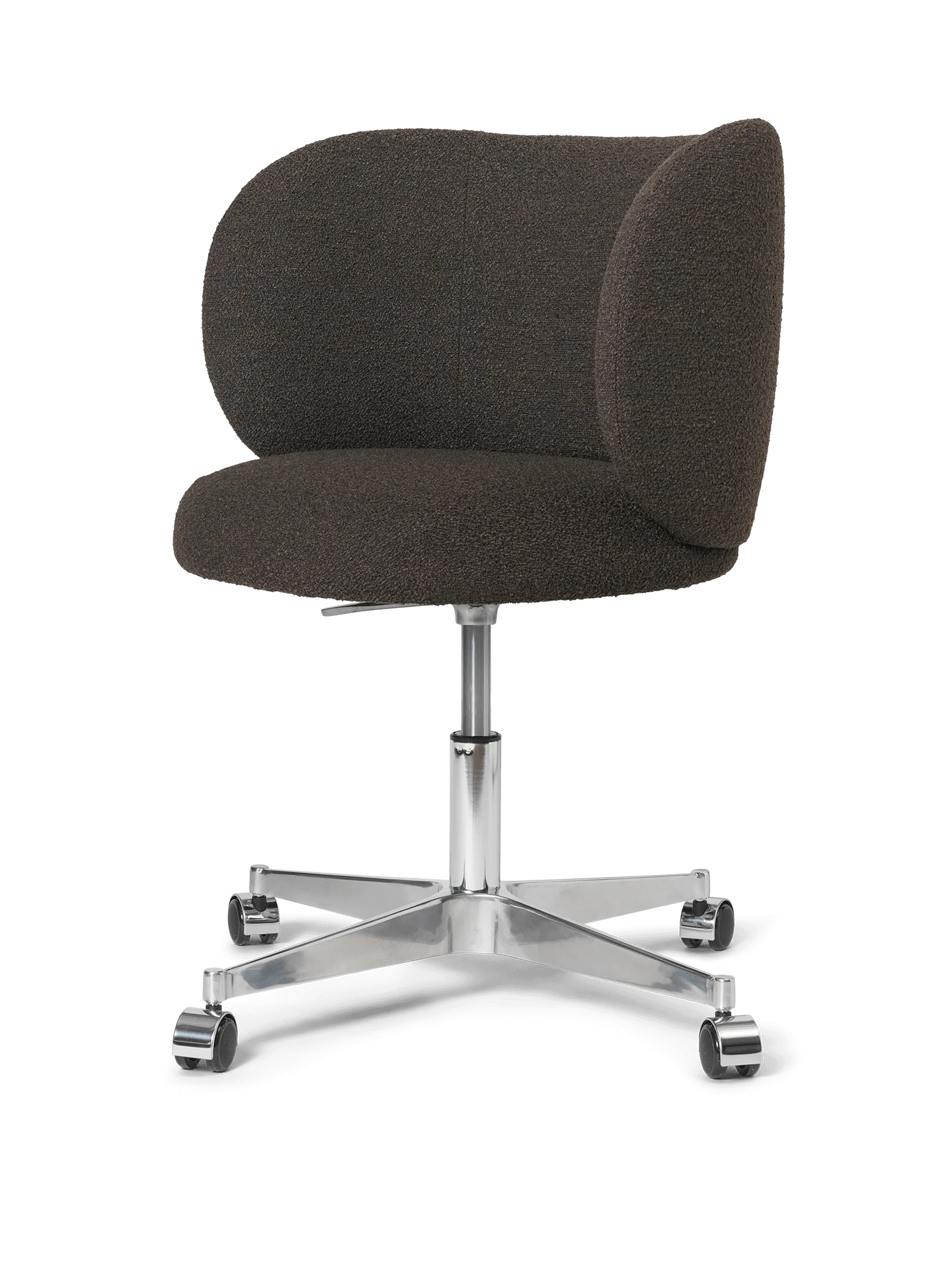 Rico Dining Chair - Castors - Soft Bouclé - Dark Brown - UK - Image 4