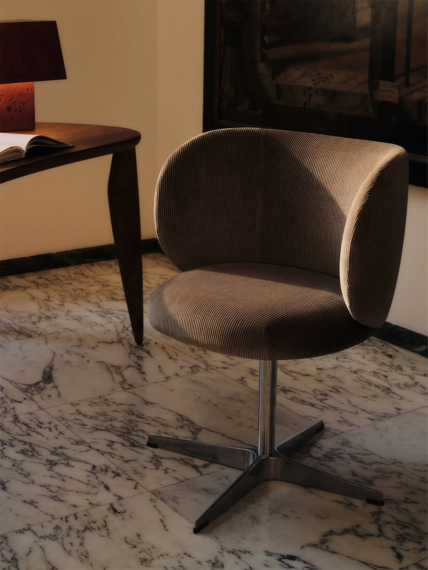 Rico Dining Chair - Swivel - Devoré Velvet - Flint Grey - UK - Image 2