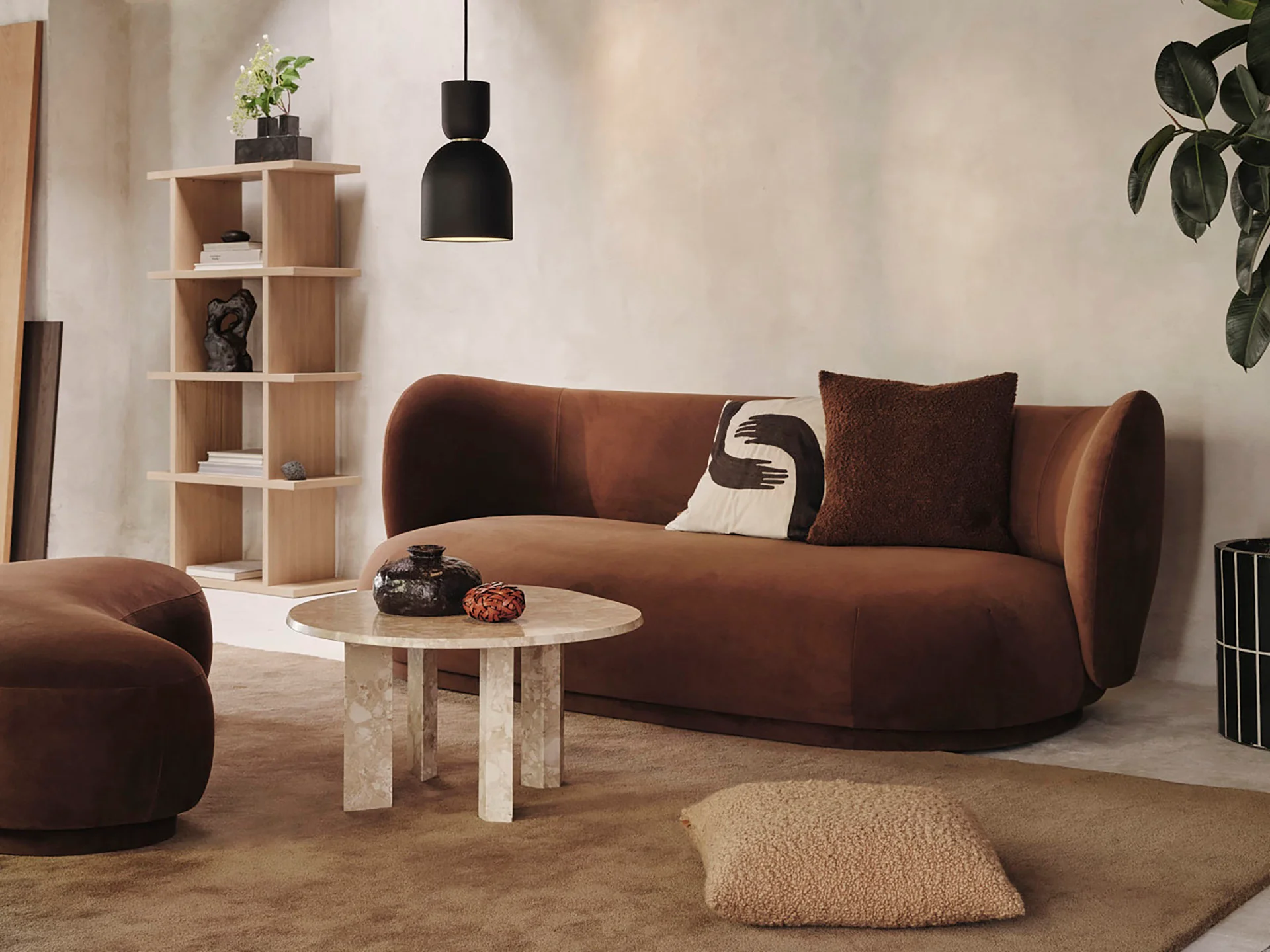Rico Lounger Ottoman - Rich Velvet - Soft Brown - UK - Image 2