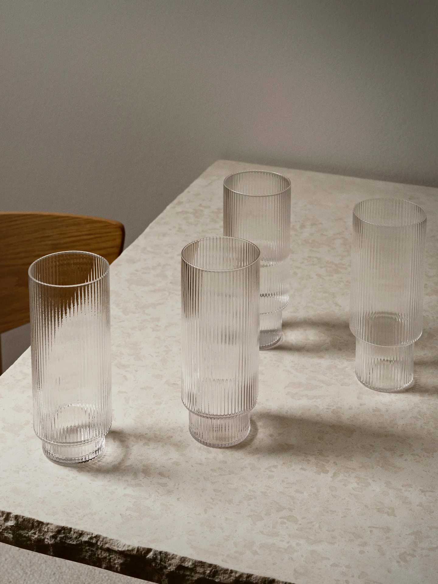 Ripple Long Drink Glasses - Set of 4 - Clear - Image 2