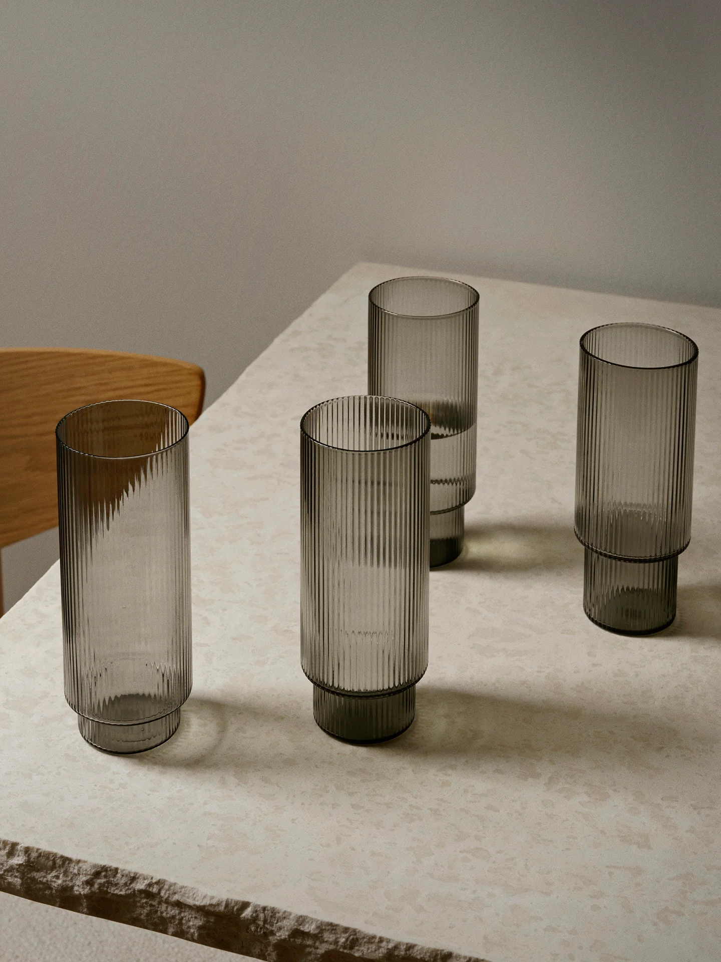 Ripple Long Drink Glasses - Set of 4 - Smoked Grey - Image 2