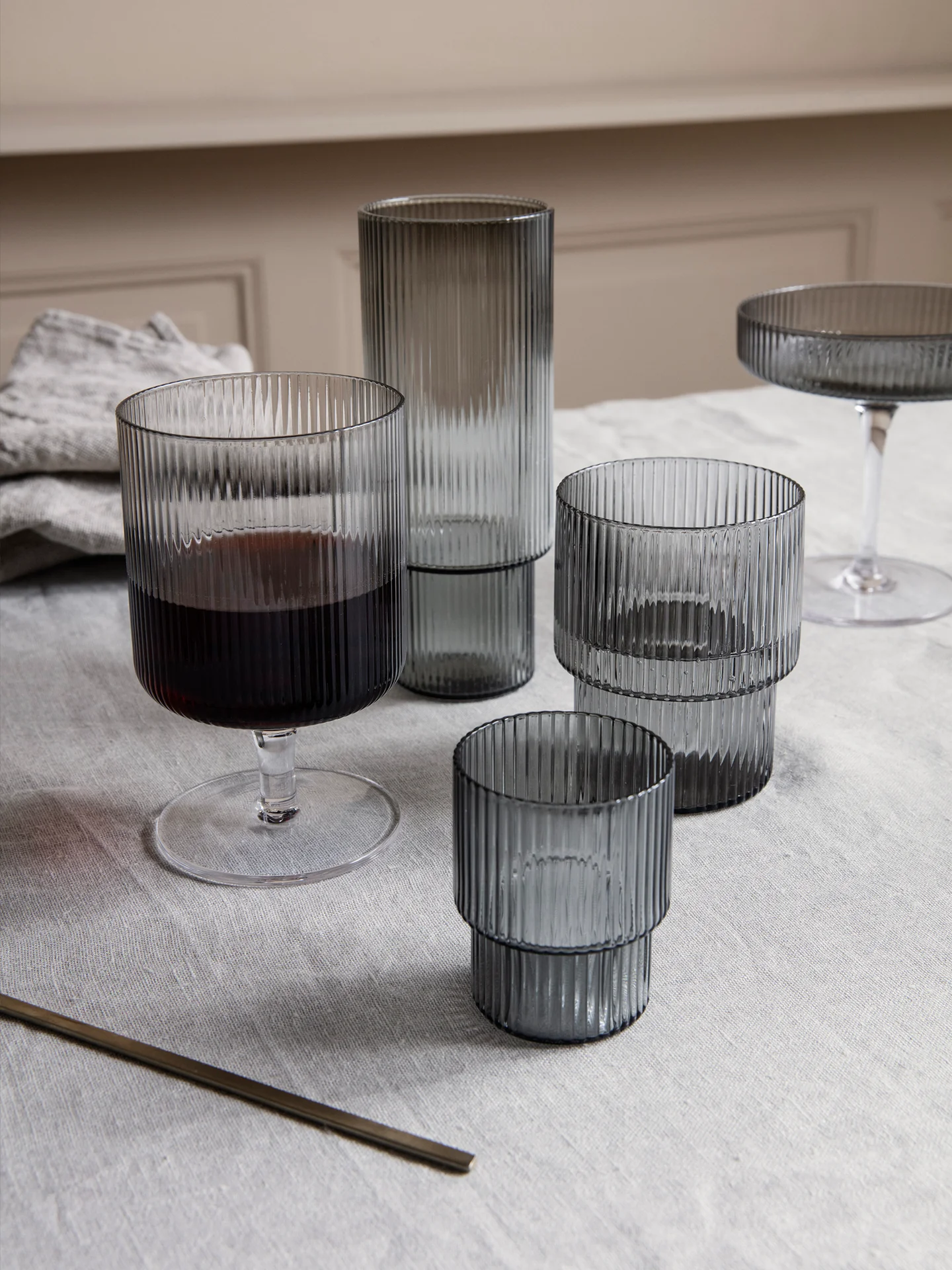 Ripple Small Glasses - Set of 4 - Smoked Grey - Image 2