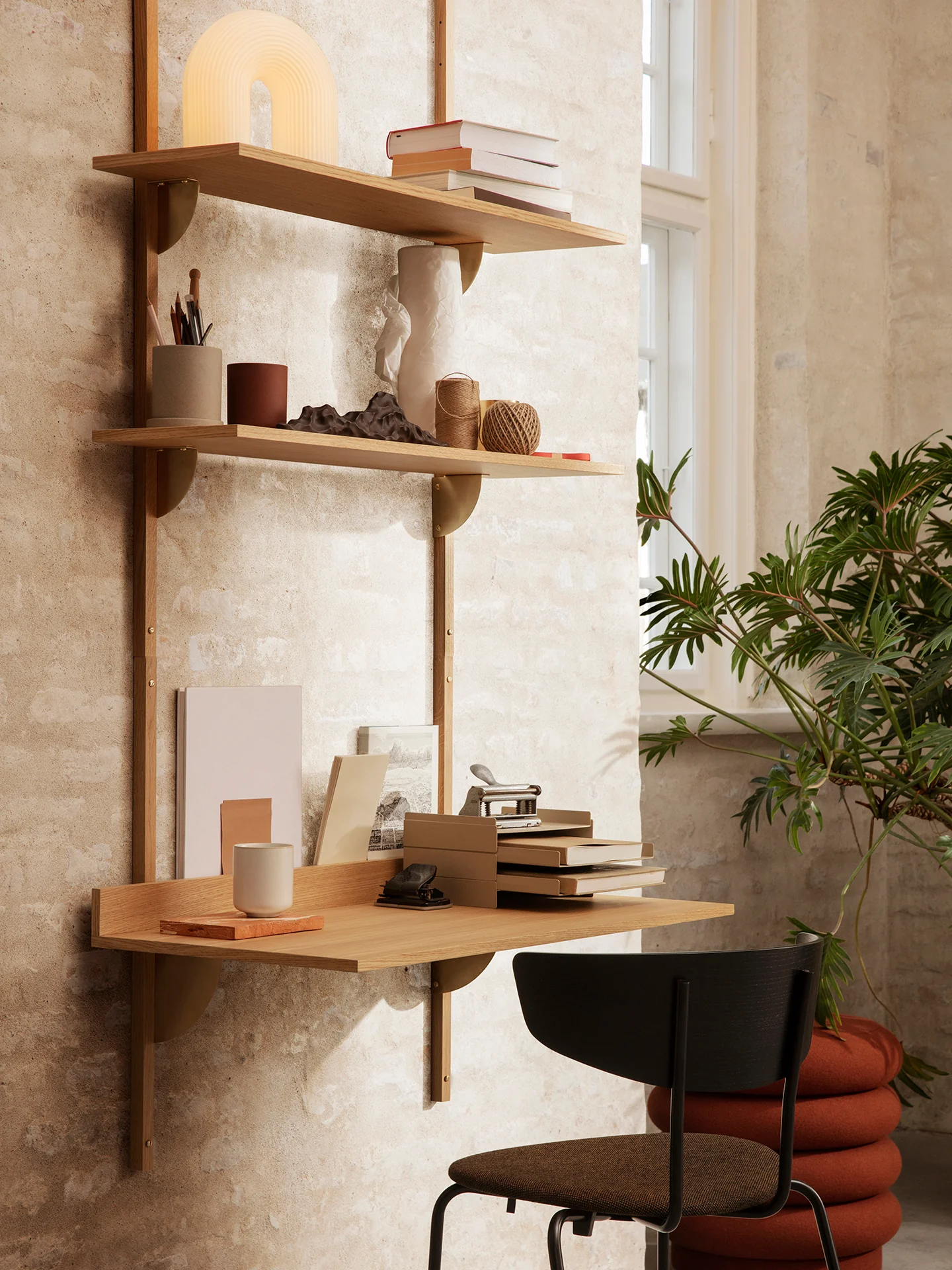 Sector Desk - Natural Oak/Brass - Image 2