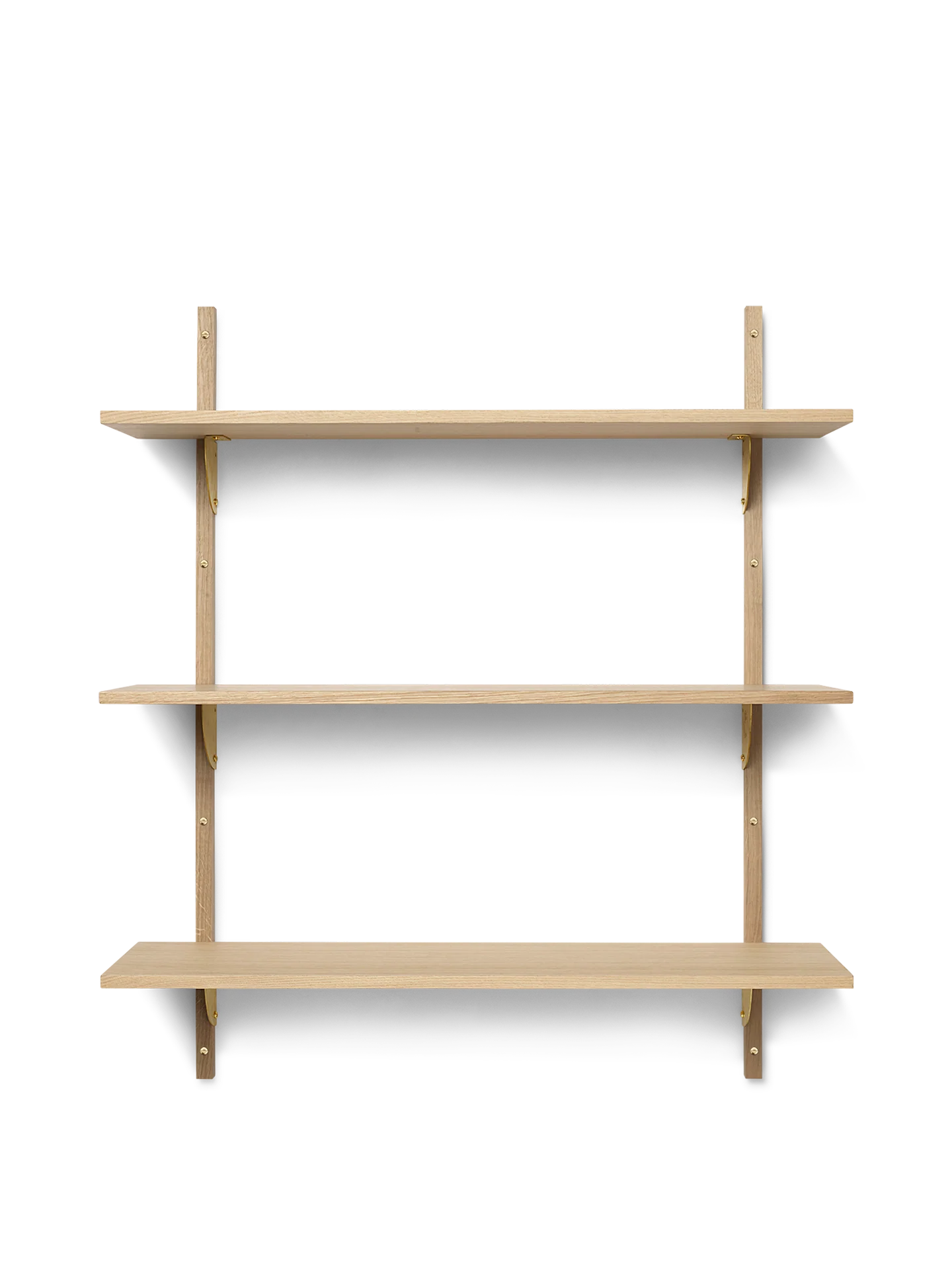 Sector Shelf - Triple - Wide - Natural Oak/Brass