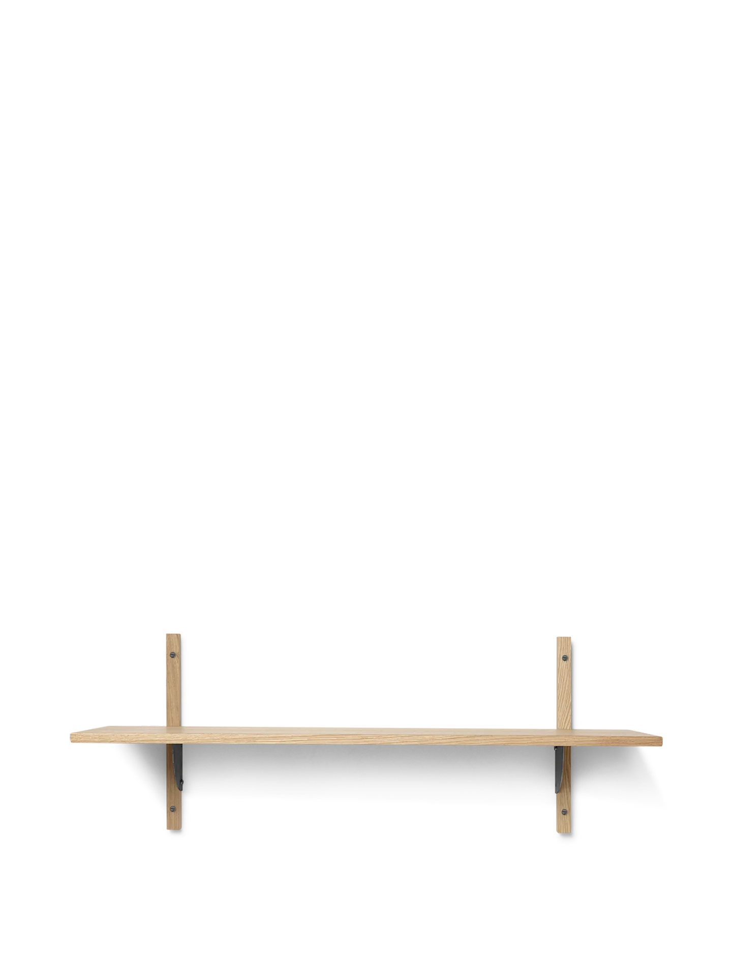 Sector Shelf - Single - Wide - Natural Oak/Black Brass