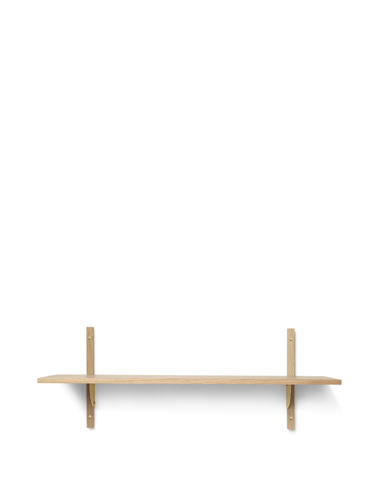 Sector Shelf - Single - Wide - Natural Oak/Brass