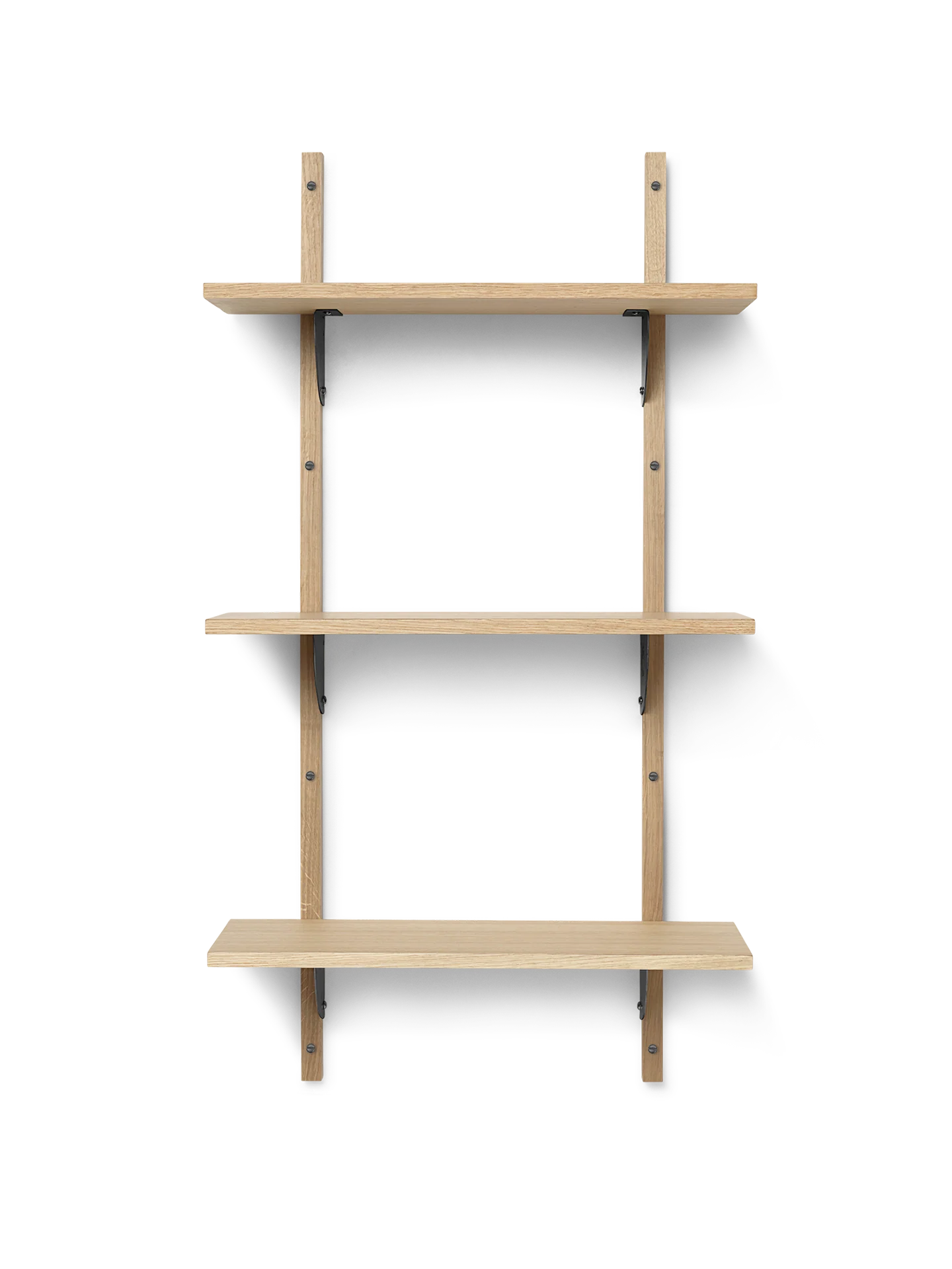 Sector Shelf - Triple - Narrow - Natural Oak/Black Brass