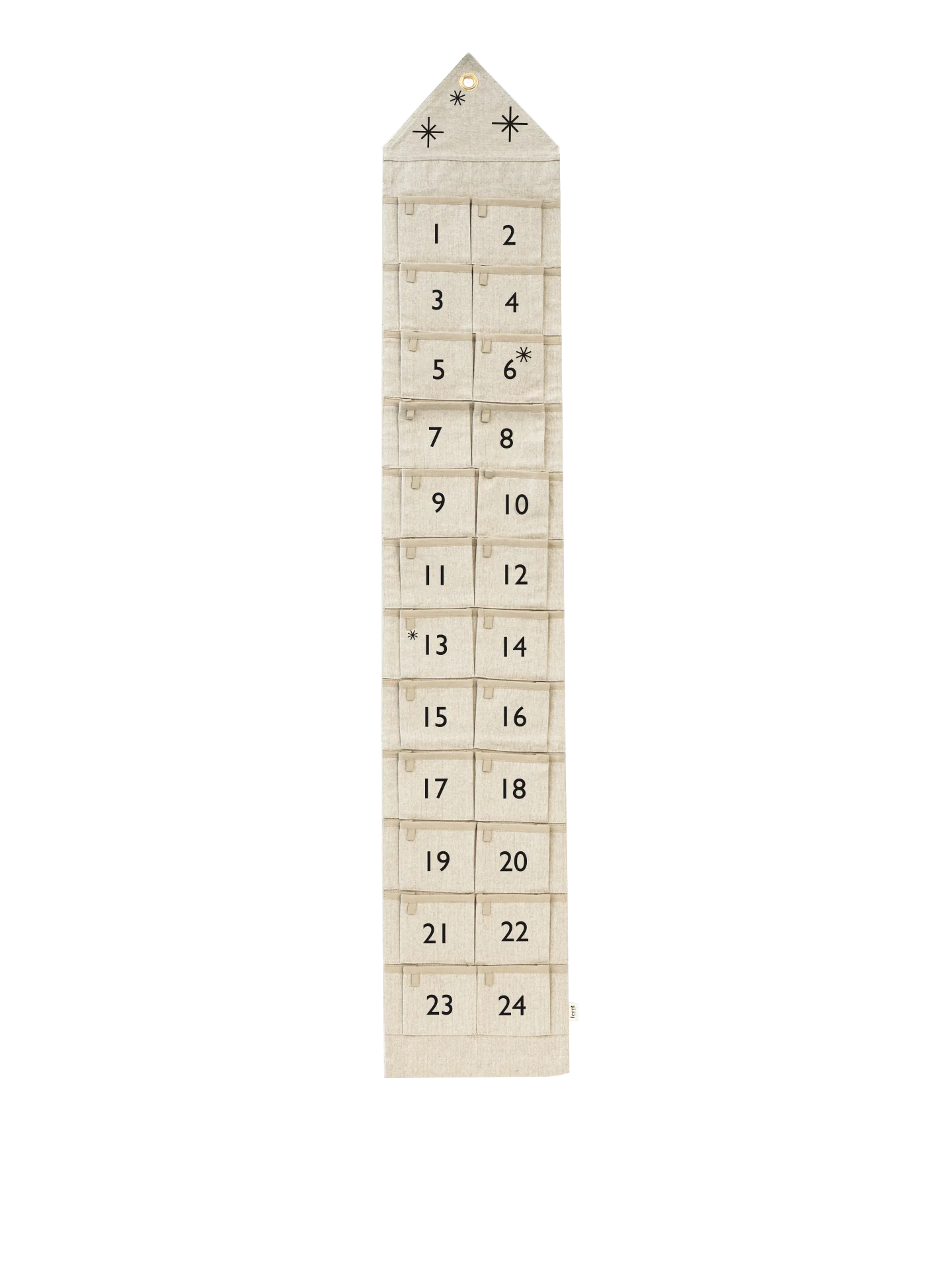 Star Christmas Calendar - Narrow - Sand/Black
