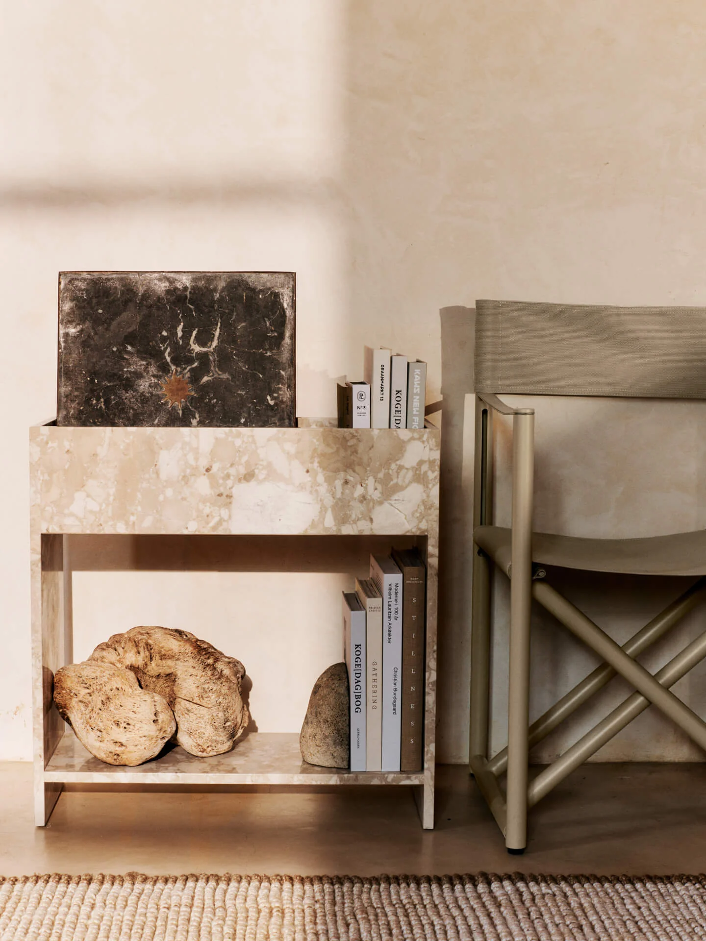 Stone Plant Box with Shelf - Sand - Image 4