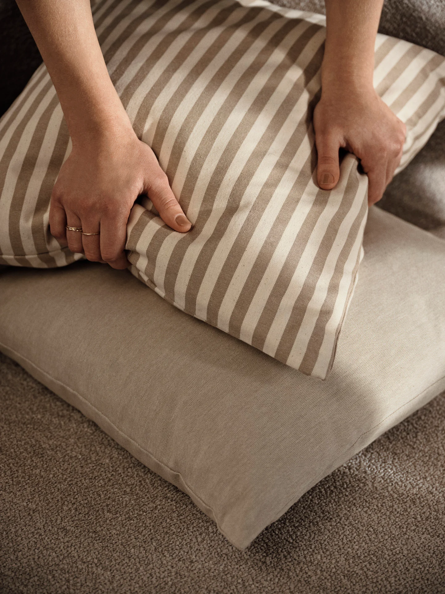 Strand Outdoor Cushion - Sand/Off-White - Image 2