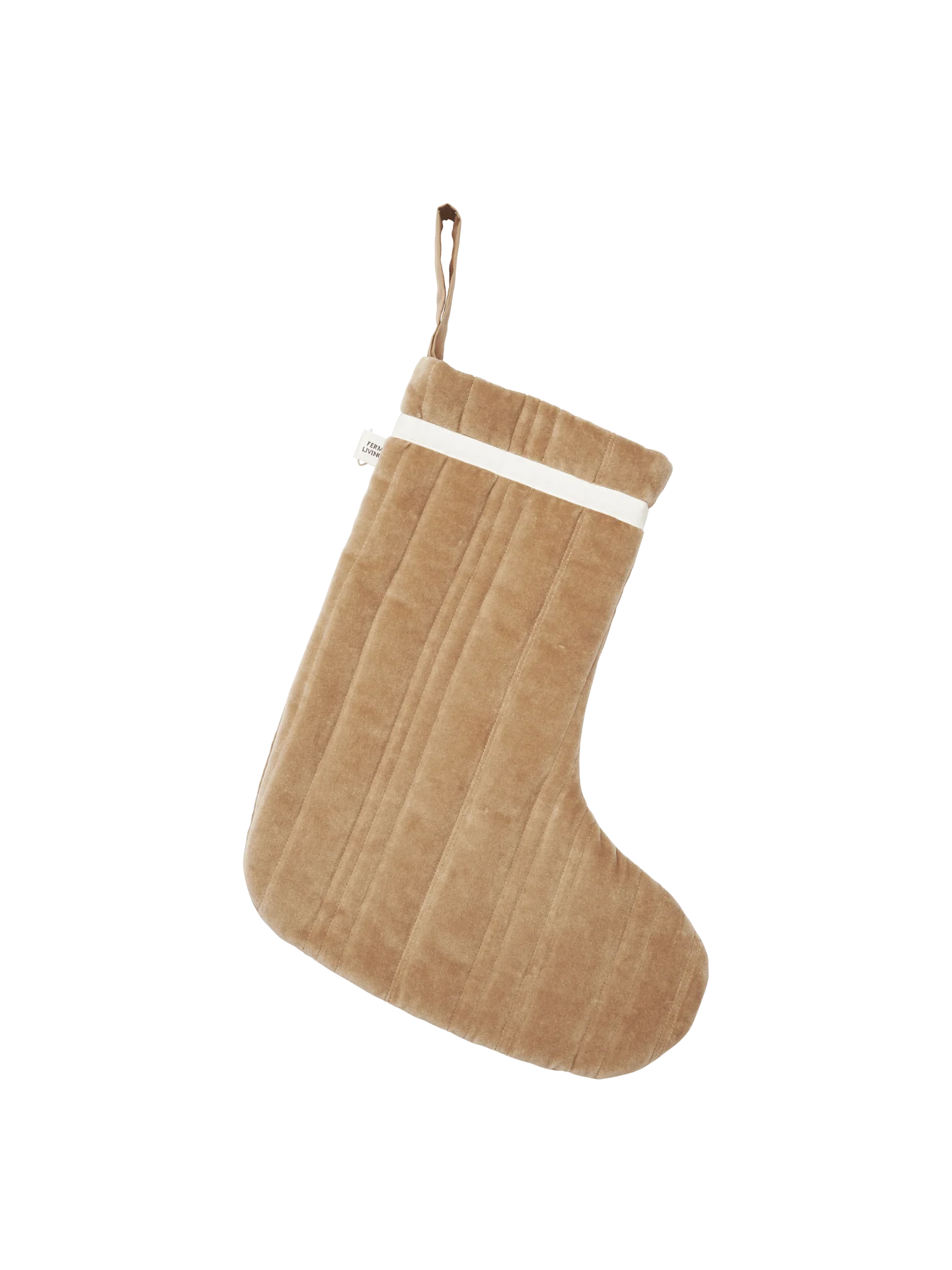 Vari Quilted Christmas Stocking - Velvet - Tan