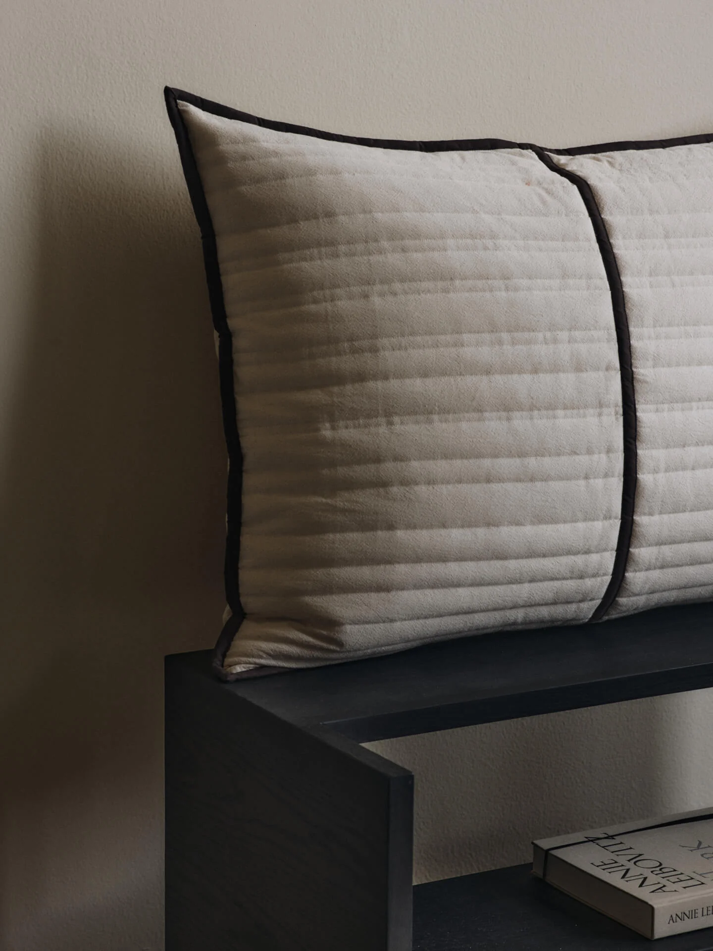 Vari Quilted Cushion - Rectangular - Natural/Dark Chocolate - Image 4