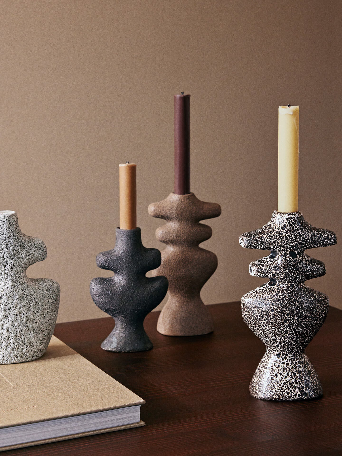 Yara Candle Holder - Large - Dark Sand - Image 2